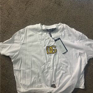 Dolce & Gabbana White Tee with Yellow Logo